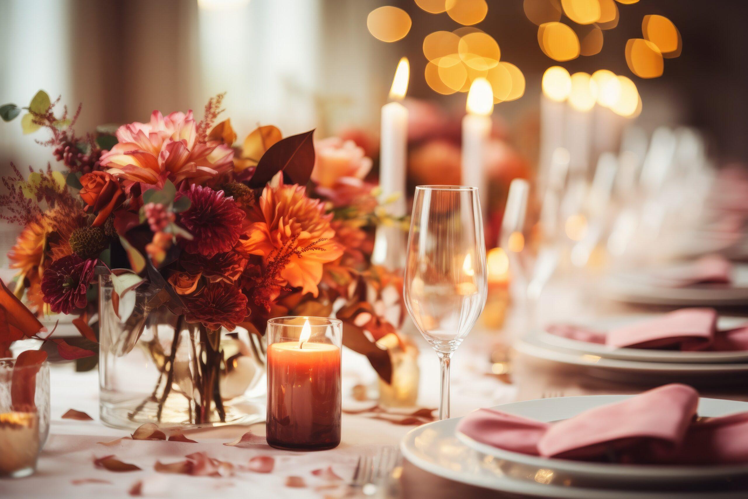 Hochzeitsdekoration. Tisch im Herbstlook