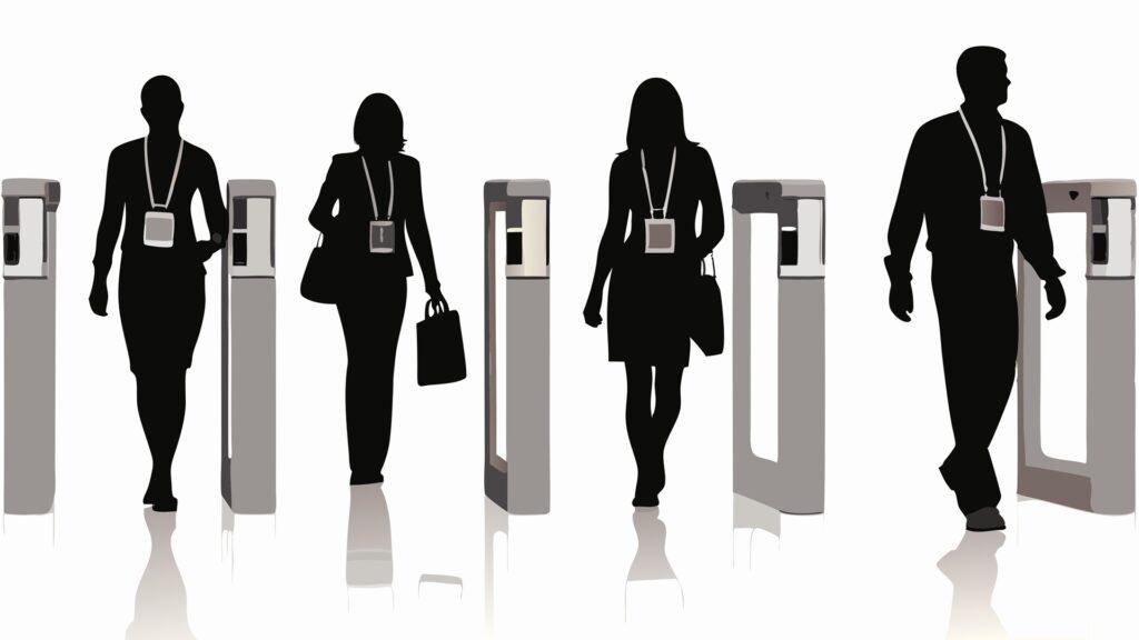 Zugangskontrolle mit Personen-Silhouetten | Personenleitsystem